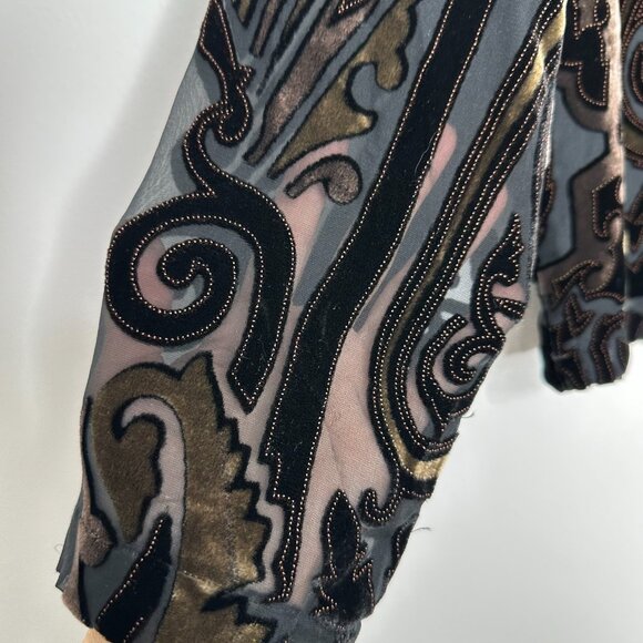 Chicos Design Velvet Burnout Topper Asian Inspired - Picture 6 of 14